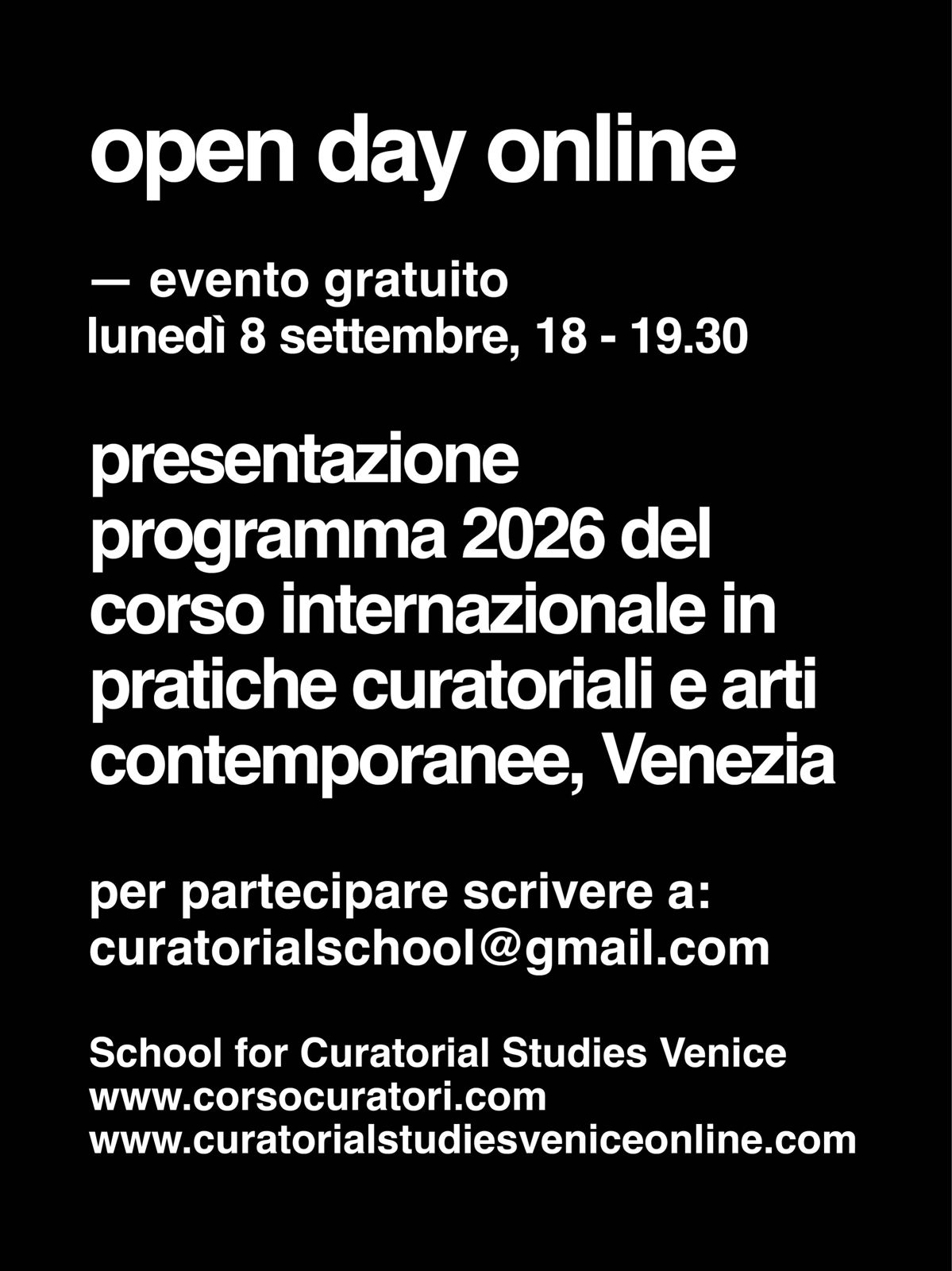 Open Day, Corso in Pratiche Curatoriali