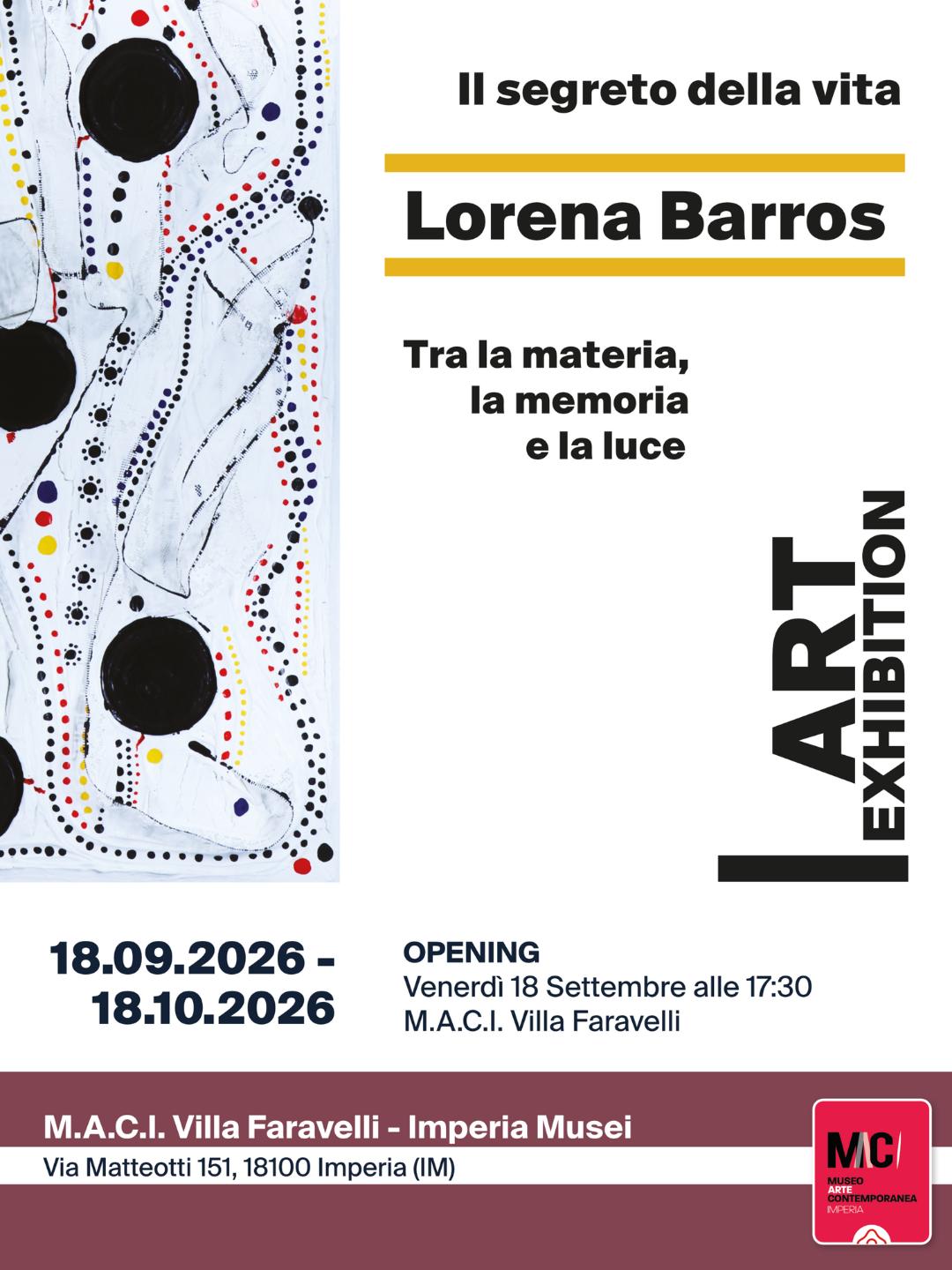 Lorena Barros a Imperia: Il segreto della vita. Tra la materia, la memoria e la luce